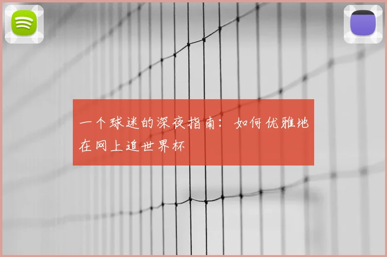 一个球迷的深夜指南:如何优雅地在网上追世界杯